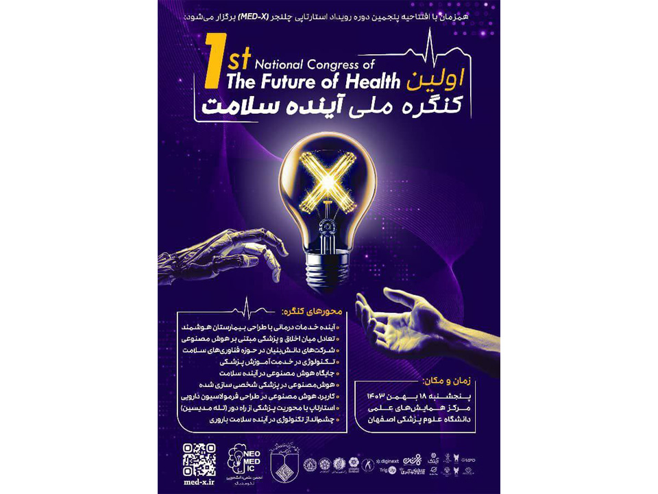 اولین کنگره ملی آینده سلامت در تاریخ ۱۸ بهمن‌ماه ۱۴۰۳، همزمان با افتتاحیه پنجمین دوره از رویداد‌های خلق استارتاپی چلنجر (MED-X) برگزار می‌گردد.